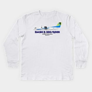 DeHavilland Canada Dash 8-300/Q300 - AIRES Colombia Kids Long Sleeve T-Shirt